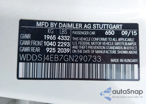 2016 Mercedes-Benz Cla 250 from USA, damaged, VIN WDDSJ4EB7GN290733